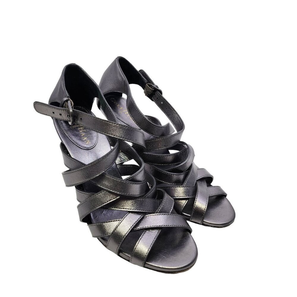 Cole Haan Silver Leather Strappy‎ High Heel Shoes Size 7.5